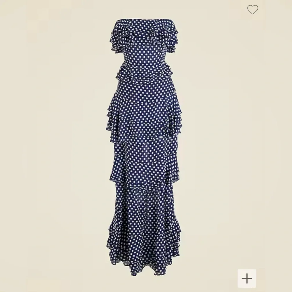 Jcrew long maxi polka dot ruffle strapless dress - Picture 3 of 3